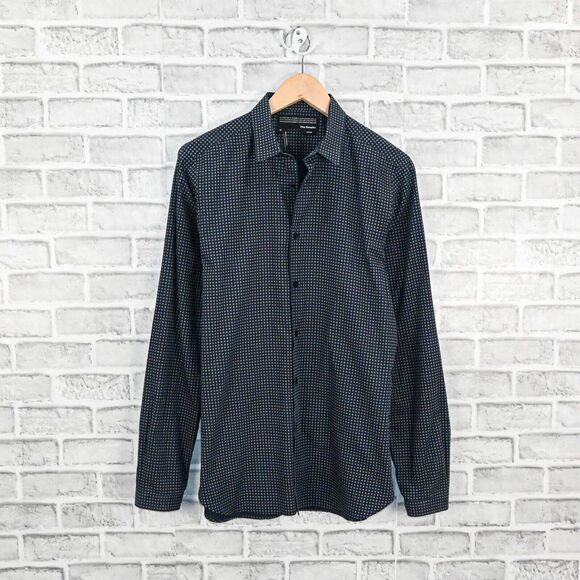 The Kooples Men's Fitted Button up Shirt in Blue circle dot print size Medium - Picture 1 of 6